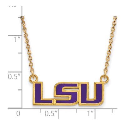 Louisiana State University Gold-Plated Sterling Silver Small LSU Enamel Pendant Necklace – view 2