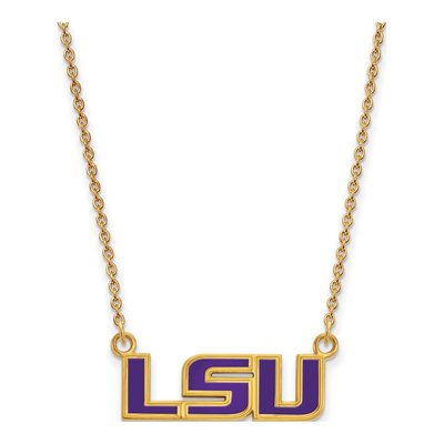 Louisiana State University Gold-Plated Sterling Silver Small LSU Enamel Pendant Necklace