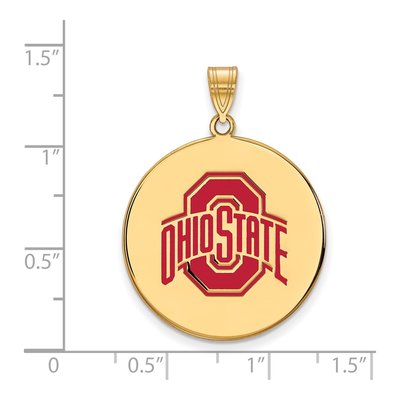 Ohio State University Gold-Plated Sterling Silver Extra Large Enameled Disc Pendant – view 2