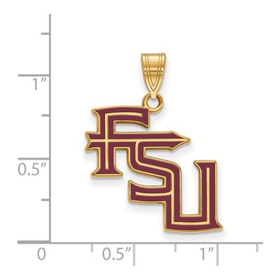 Florida State University Gold-Plated Sterling Silver Large FSU Enameled Pendant – view 2