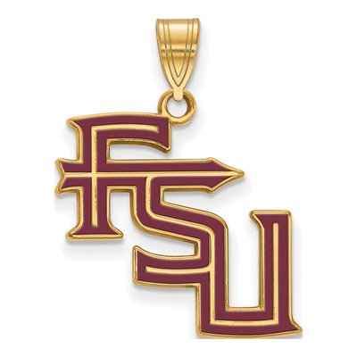 Florida State University Gold-Plated Sterling Silver Large FSU Enameled Pendant