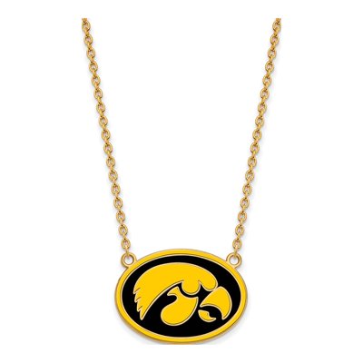 University of Iowa Gold-Plated Sterling Silver Large Hawk Pendant Necklace