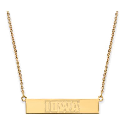 University of Iowa Gold-Plated Sterling Silver Small Bar Necklace