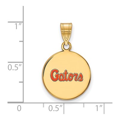 University of Florida Gold-Plated Sterling Silver Medium Gators Enamel Disc Pendant – view 2