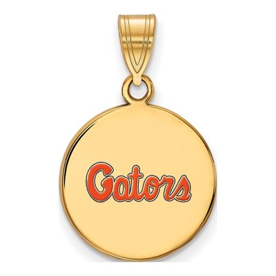 University of Florida Gold-Plated Sterling Silver Medium Gators Enamel Disc Pendant
