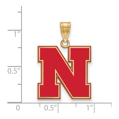 University of Nebraska Gold-Plated Sterling Silver Large Letter N Pendant – view 2