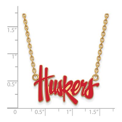 University of Nebraska Gold-Plated Sterling Silver Large Huskers Enamel Pendant Necklace – view 2