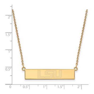 Louisiana State University Gold-Plated Sterling Silver LSU Small Bar Necklace – view 2