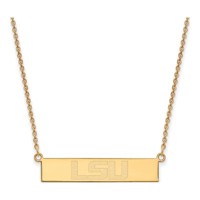 Louisiana State University Gold-Plated Sterling Silver LSU Small Bar Necklace