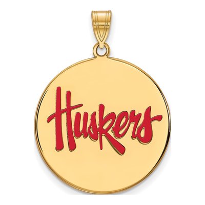 University of Nebraska Gold-Plated Sterling Silver Huskers Extra Large Enamel Disc Pendant