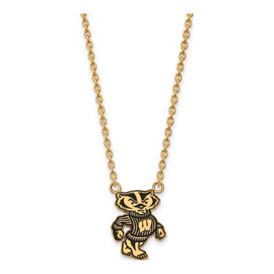 Wisconsin Badgers Enameled Pendant Necklace 18"