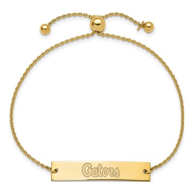 University of Florida Gold-Plated Sterling Silver Gators Script Bar Bracelet – view 2