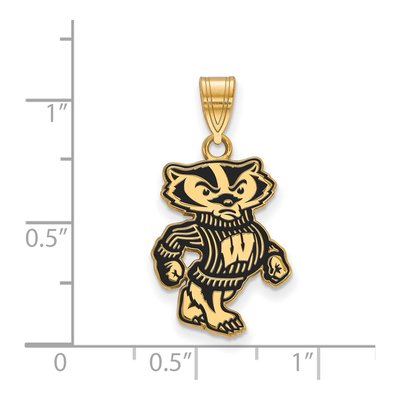 University of Wisconsin Gold-Plated Sterling Silver Large Badger Pendant – view 2