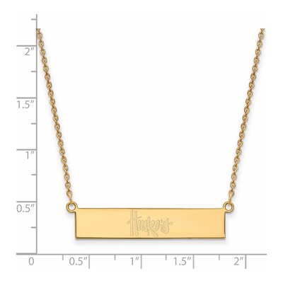University of Nebraska Gold-Plated Sterling Silver Small Huskers Bar Necklace – view 2