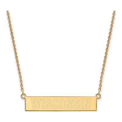 University of Wisconsin Gold-Plated Sterling Silver Badgers Small Bar Necklace