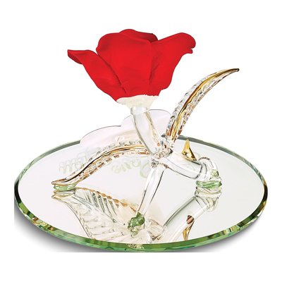 I LOVE YOU Red Rose Glass Figurine with 22k Gold Trim – view 2