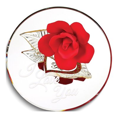 I LOVE YOU Red Rose Glass Figurine with 22k Gold Trim – view 3