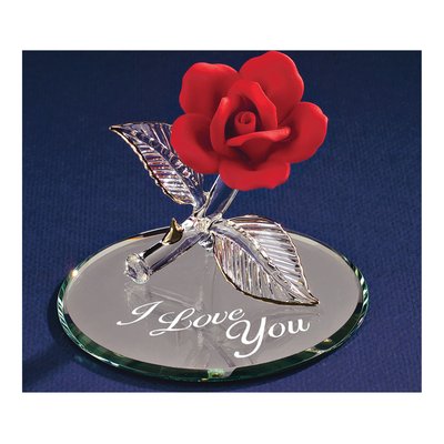 I LOVE YOU Red Rose Glass Figurine with 22k Gold Trim – view 4