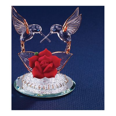 Hummingbird & Rose Glass Figurine with 22k Gold Trim – view 2