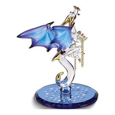 Dragon With Stars Crystal Accented Handcrafted Glass Figurine – view 2