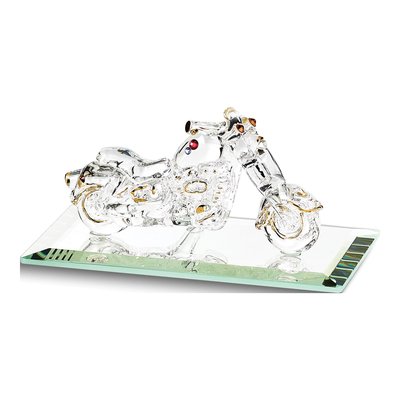 Glass Baron With Crystal Accents Handcrafted Motorcycle Figurine