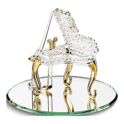 Handcrafted Glass Baby Grand Piano Figurine, 22k Gold Trim – view 2