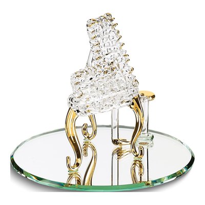 Handcrafted Glass Baby Grand Piano Figurine, 22k Gold Trim – view 3