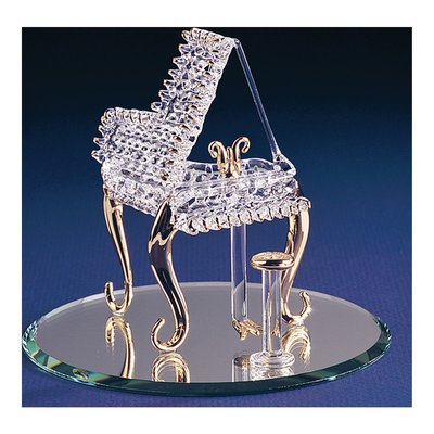 Handcrafted Glass Baby Grand Piano Figurine, 22k Gold Trim – view 4