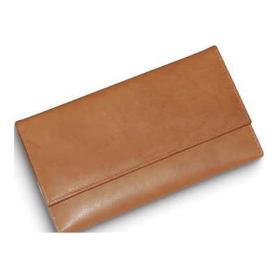 Tan Leather Clutch with ID Window & Checkbook