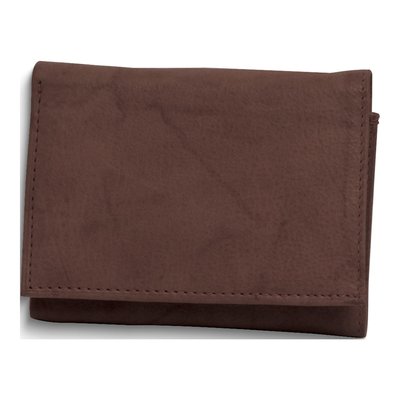 Men's Brown Distressed Leather Tri-fold Wallet