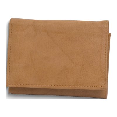 Men's Tan Distressed Leather 9-Slot Tri-Fold Wallet