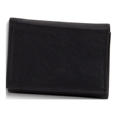 Men's Black Distressed Leather 9-Slot Tri-Fold Wallet