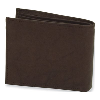 Men's Brown Leather Bi-Fold 12-Slot Wallet with Zip