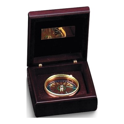 Engravable Wood Box with Brass Compass