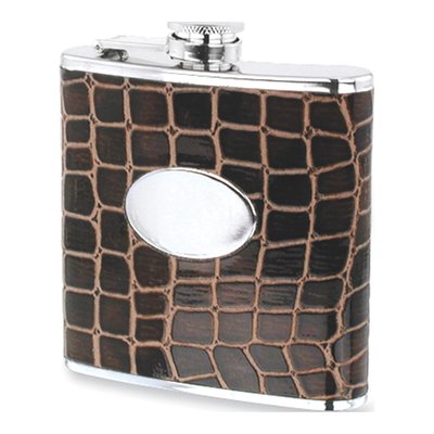 Stainless Steel Hip Flask with Faux Croco Leather