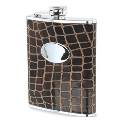 Stainless Steel Hip Flask with Faux Croco Wrap