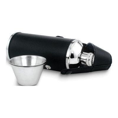 Rebel Steel Leather Flask & Shot Cup Gift Set