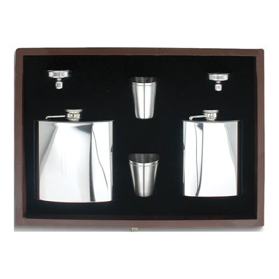 Stainless Steel Flask & Shot Glass Gift Set