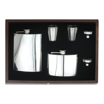 Rebel Steel Flask Gift Set with Shot Glasses & Funnels