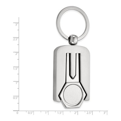 Nickel-Plated Polished And Satin Golf Divot Repair Key Ring – view 4