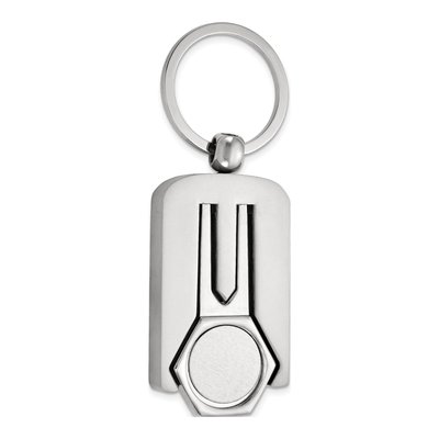 Nickel-Plated Polished And Satin Golf Divot Repair Key Ring