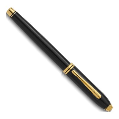 Cross Townsend Black Lacquer Fountain Pen, 23k Gold-Plated