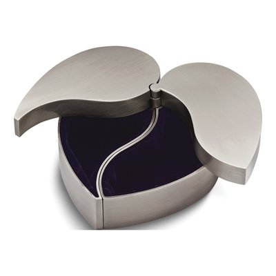 Pewter-Tone Hinged Jewelry Box with Velvet Lining