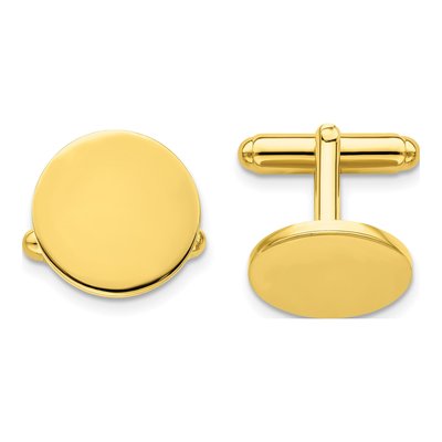 Engravable Round Cuff Links, Gold-Plated