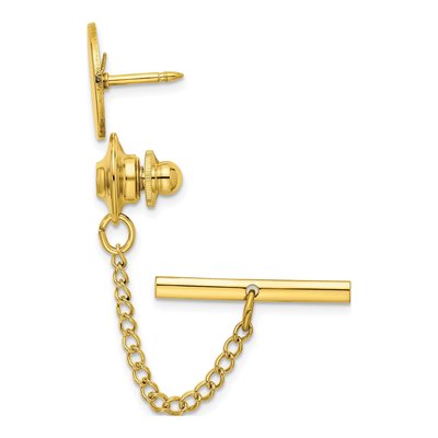 Men's Gold-Plated Engravable Round Tie Tac – view 2