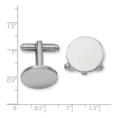 Engravable Round Cuff Links, Rhodium-Plated – view 2