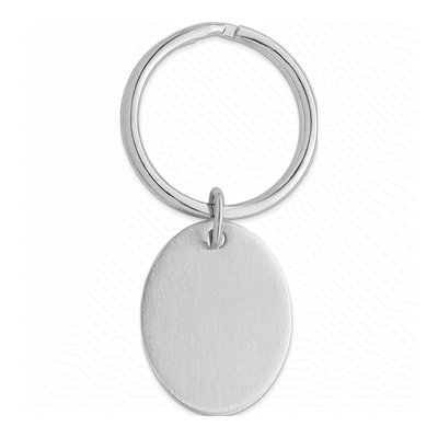 Satin Oval Key Ring, Rhodium-Plated