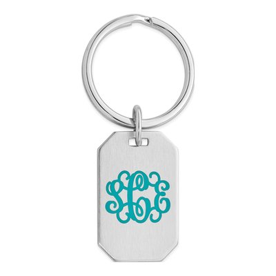 Rhodium-Plated Satin Rectangle Key Ring – view 4