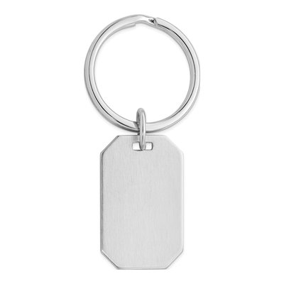 Rhodium-Plated Satin Rectangle Key Ring