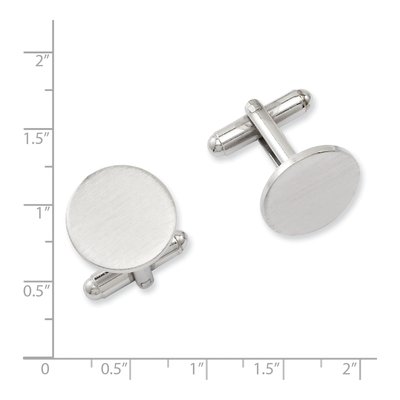 Men's Rhodium-Plated Satin Round Engravable Cuff Links – view 2